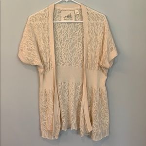 Cream, knit, Short-sleeve cardigan